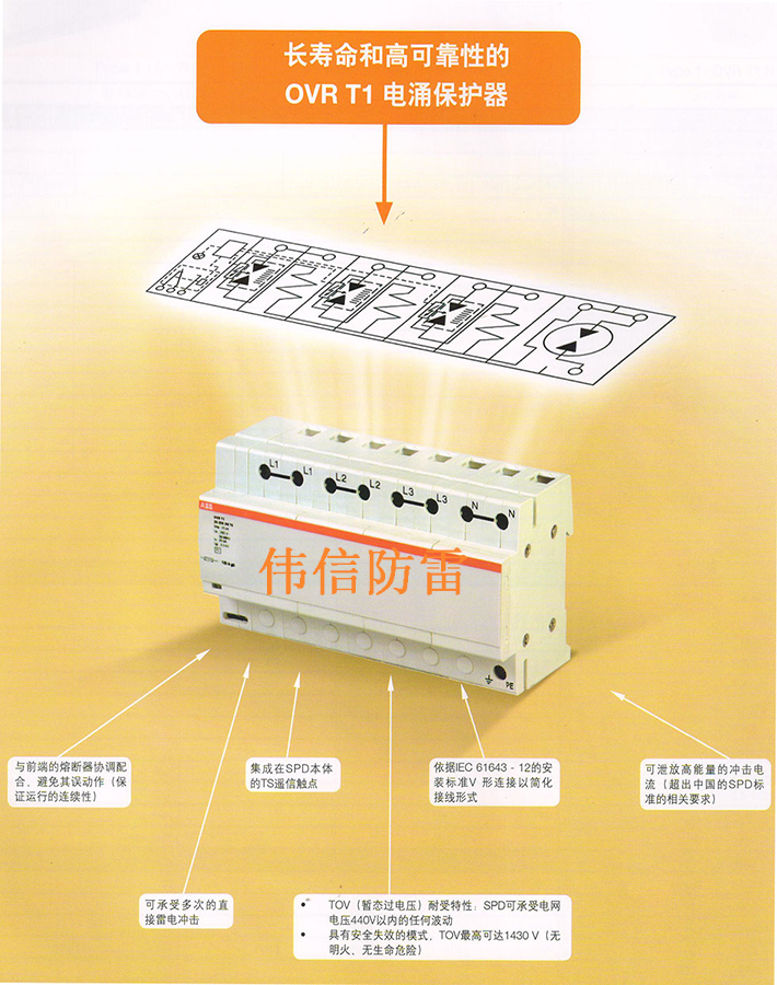 ABB防雷器OVR T1 1N 25-255产品特点