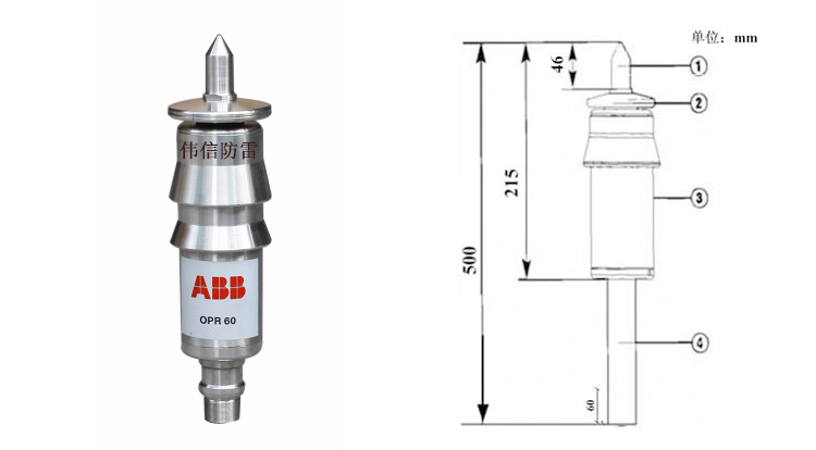MA-ABB30/60提前放电避雷针安装示意图