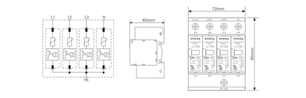 LY1-C40电涌保护器尺寸参数